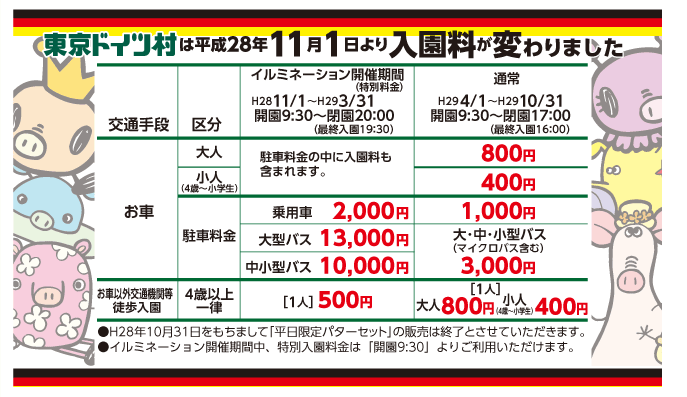 ドイツ村の料金